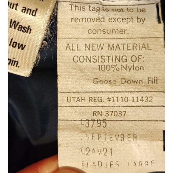 VINTAGE Obermeyer Vest Womens Large Navy Down Puffer Snap Front Ski Chevron 80s - Picture 9 of 15